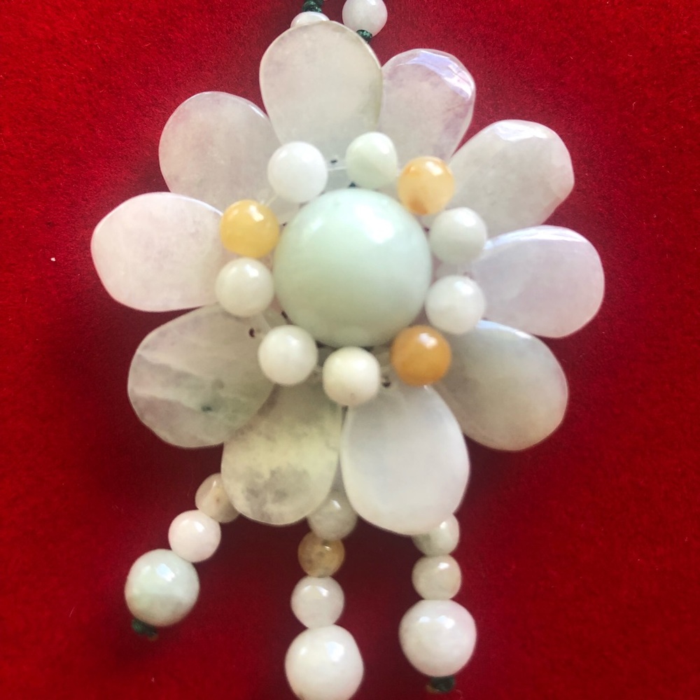 Natural jade cherry blossom pendant